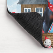 雪の中のドバーマンドッグのクリスマスドッグハウス マウスパッド (コーナー)