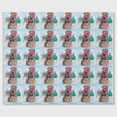 雪の中のドバーマンドッグのクリスマスドッグハウス ラッピングペーパー (フラット)