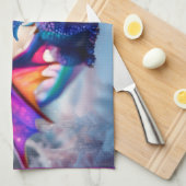 雪の中のドラゴン。 キッチンタオル (四つ折り)