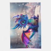 雪の中のドラゴン。 キッチンタオル (縦)