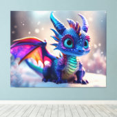 雪の中のドラゴン。 キャンバスプリント (インサイチュ (ウッドフロア))