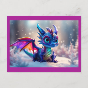 雪の中のドラゴン。 案内ポストカード