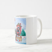 雪の中のドーベルマン犬 クリスマスの犬小屋 コーヒーマグカップ (正面右)