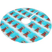 雪の中のニューファンドランドとクリスマスプレゼント ブラッシュドポリエステルツリースカート (アングル)