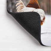 雪の中のニワトリのペア マウスパッド (コーナー)