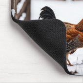 雪の中のニワトリのペア マウスパッド (コーナー)