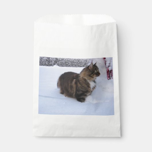 雪の中のノルウェーの林猫 フェイバーバッグ (正面)