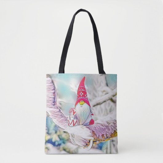 雪の中のノームの水彩画 トートバッグ (正面)