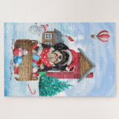 雪の中のハバニーズ犬のクリスマスドッグハウス ジグソーパズル (横)