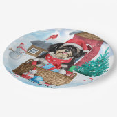 雪の中のハバニーズ犬のクリスマスドッグハウス ペーパープレート (アングル)