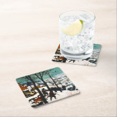 雪の中のハンターズザースノー スクエアペーパーコースター (インサイチュ)