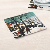 雪の中のハンターズザースノー スクエアペーパーコースター (アングル)