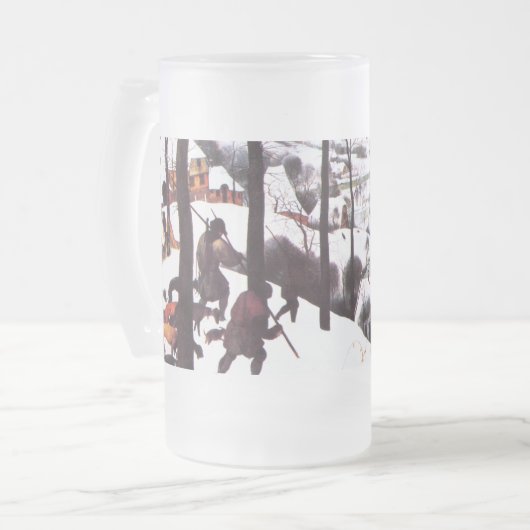 「雪の中のハンター」ファインアートクリスマスプレゼント ビールジョッキ (正面左)