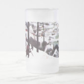 「雪の中のハンター」ファインアートクリスマスプレゼント ビールジョッキ (中央)