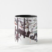 「雪の中のハンター」ファインアートクリスマスマグカップ マグカップ (中央)