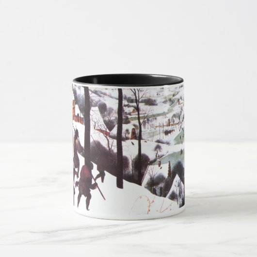 「雪の中のハンター」ファインアートクリスマスマグカップ マグカップ (中央)