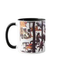 「雪の中のハンター」ファインアートクリスマスマグカップ