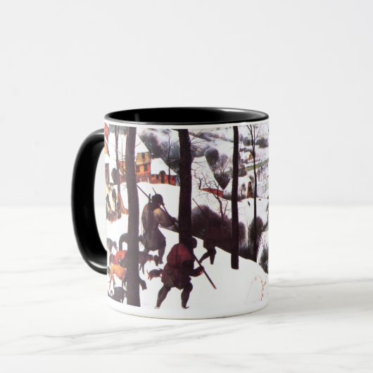 「雪の中のハンター」ファインアートクリスマスマグカップ マグカップ (正面左)
