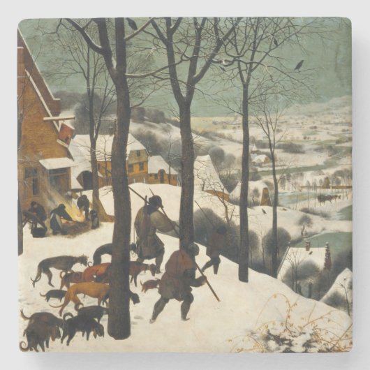 雪の中のハンター(Pieter Bruegel the Elder) ストーンコースター (正面)
