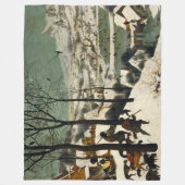 雪の中のハンター(Pieter Bruegel the Elder) フリースブランケット (正面)