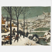 雪の中のハンター(Pieter Bruegel the Elder) フリースブランケット (正面(横))