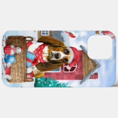 雪の中のバセットハウンドとクリスマスの犬小屋 Case-Mate iPhoneケース (裏面 (横))