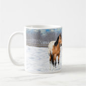 雪の中のバックスキンアパロオーサ馬 コーヒーマグカップ (左)