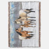 雪の中のバックスキンアパロオーサ馬 スローブランケット (正面縦)