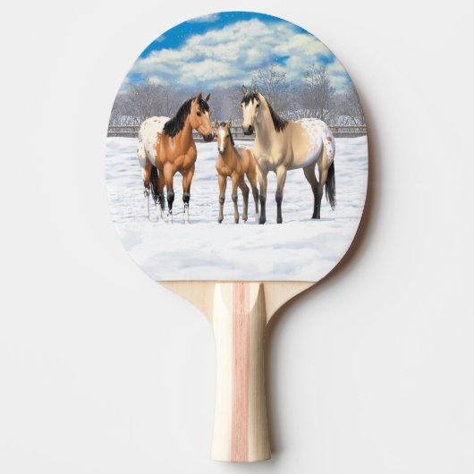雪の中のバックスキンアパロオーサ馬 卓球ラケット (正面)