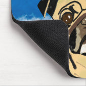 雪の中のパグドッグのクリスマスウォーターカラーアートポートレート マウスパッド (コーナー)