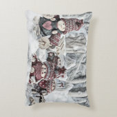 雪の中のビンテージのノームの絵を描く アクセントクッション (裏面(縦))