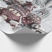 雪の中のビンテージのノームの絵を描く ラッピングペーパー (角)