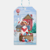 雪の中のビーグル犬クリスマスドッグハウス ギフトタグ (裏面)