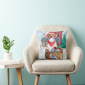 雪の中のビーグル犬クリスマスドッグハウス クッション (椅子)