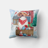 雪の中のビーグル犬クリスマスドッグハウス クッション (裏面)