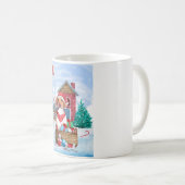 雪の中のビーグル犬クリスマスドッグハウス コーヒーマグカップ (正面右)