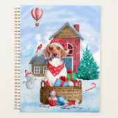 雪の中のビーグル犬クリスマスドッグハウス プランナー手帳 (正面)