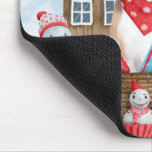 雪の中のビーグル犬クリスマスドッグハウス マウスパッド (コーナー)