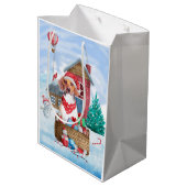 雪の中のビーグル犬クリスマスドッグハウス ミディアムペーパーバッグ (裏面アングル)