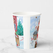 雪の中のビーグル犬クリスマスドッグハウス 紙コップ (右)