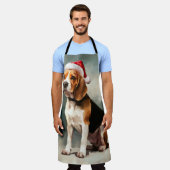 雪の中のビーグル犬 エプロン (着用した状態)