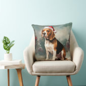 雪の中のビーグル犬 クッション (椅子)