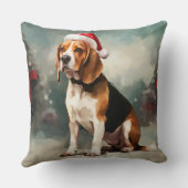 雪の中のビーグル犬 クッション (裏面)