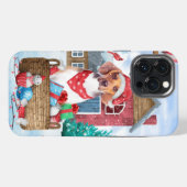 雪の中のビーグル犬 クリスマス犬小屋 iPhoneケース (裏面横)