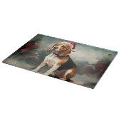 雪の中のビーグル犬 クリスマス カッティングボード (角)