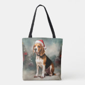 雪の中のビーグル犬 クリスマス トートバッグ (裏面)