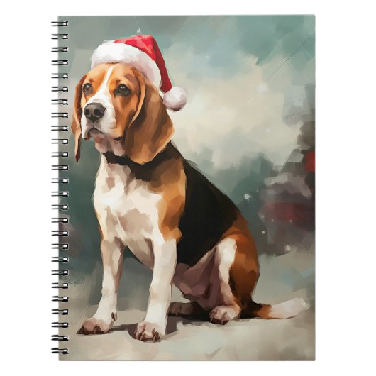 雪の中のビーグル犬 クリスマス ノートブック (正面)