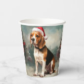 雪の中のビーグル犬 クリスマス 紙コップ (裏面)