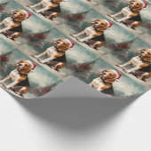 雪の中のビーグル犬 ラッピングペーパー (角)