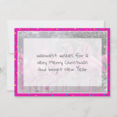 雪の中のピンクのフラミンゴのクリスマス シーズンカード (裏面)